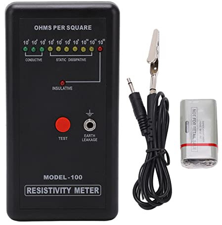 Medidor de Resistencia Antiestática, Probador Preciso de Electricidad Estática con Método de Inducción de Rejilla Paralela ASTM D257, Operación con una Sola Tecla para Materiales
