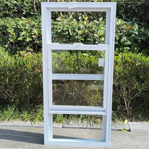 Finestra Scorrevole Finestra Scorrevole Bianca per Casa Mobile, Finestra di Ricambio per Casa/Capanno/Casetta/Pollaio, Anta Inferiore Basculante e Zanzariera Incluse(WxH 12x39 in/30x98cm)