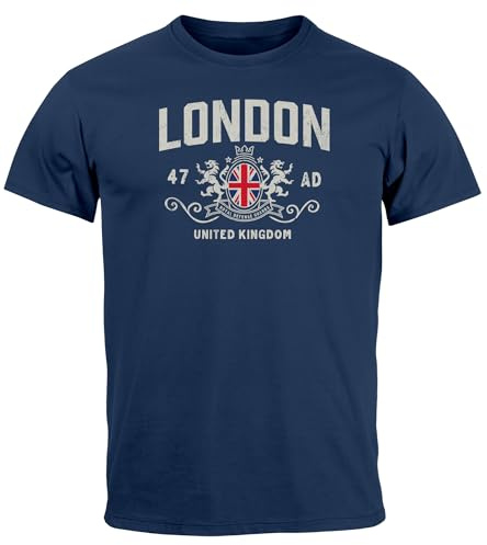 Neverless® Herren T-Shirt London United Kingdom Union Jack England Print Retro Aufdruck Fashion Streetstyle