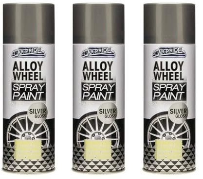 DIOXSTAR Silver Gloss Alloy Wheel Spray Paint, Fast Drying, Removes Scratches & Scuffs from Alloy Wheels, Easy to Use, Protects Against Corrosion and Rust, 400ml (3 PCS)