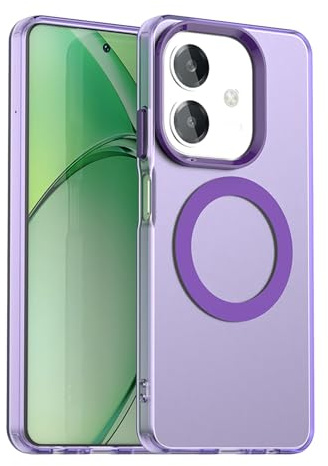 ILING Cover per OPPO A40 4G / OPPO A40M / OPPO A60 5G, Compatibile con la Ricarica Magnetica, Ultra Sottile Traslucida Matte Rigido PC + Flessibile Silicone TPU Bumper Antiurto Custodia (Viola)