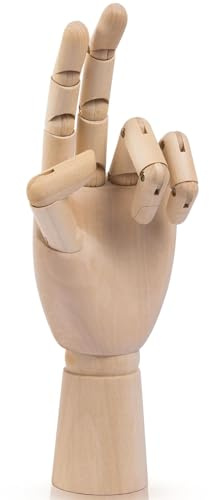 Gliederhand, 25cm Holzhand beweglich,Mannequin Handmodell zum Präsentieren von Schmuck und zum Zeichnen, Skizzieren, Malen (Linke Hand)