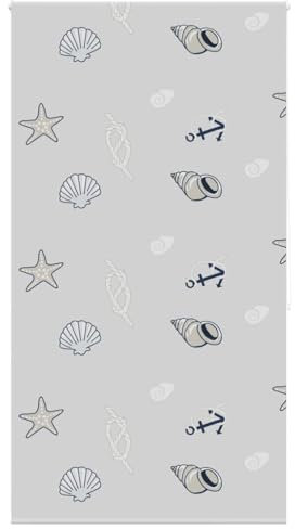 Homgoday Duschrollo Duschvorhang Badrollo Duschrollo für Badewanne Badvorhang Duschrollo für Dusche 140x240 cm Stoffbreite 136 cm Muster de Seestern