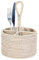 Four Compartment Cutlery Holder Utensil Pot with Handle Premium Glazed Ketak Rattan Kitchen Worktop Dining Table Storage Basket (White)