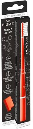 Piuma Care Spazzolino denti - Setole infuse di bicarbonato di sodio- Cura Dentale - Prevenzione Macchie - Pulisci-lingua Morbido - Pulizia Profonda