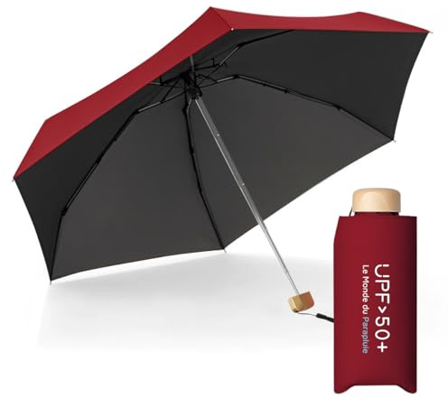 Le Monde du Parapluie Mini Ombrello Pieghevole Anti UV | Protezione UPF 50+, formato tascabile, ultra leggero 220 g, 6 stecche, ideale per viaggio e uso quotidiano