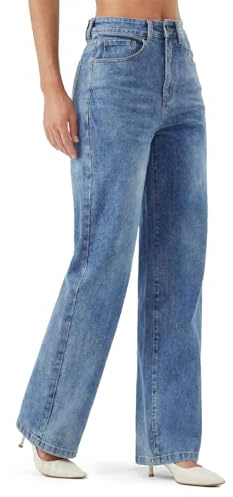Zylioo Womens Straight Leg Jeans Extra Long High Waist Denim Trousers for Ladies Tall Classic Blue Jeans Causal