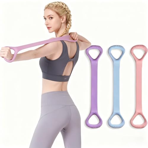 3Pcs Resistance Band Exercise Band Women, 20lb Arm Back Shoulder Exercise Elastic Rope Stretch Fitness Band with Handles, Yoga Rope Stretching Bands for Women Physical Therapy 48CM Long