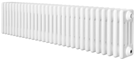 Radiateur Traditionnel à 4 Colonnes 300 x 1370 mm en Acier Carbone Blanc Chauffage Central Horizontale Monté Sur Mur [Brosse de Nettoyage & Supports INCLUSES]