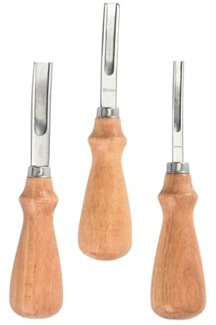 SOLUSTRE 3 Stück Ledernähwerkzeuge mit Lederstanze und Abziehriemen Holzmaterial Einfache Bedienung für Lederbearbeitung und Handnähen Zubehör
