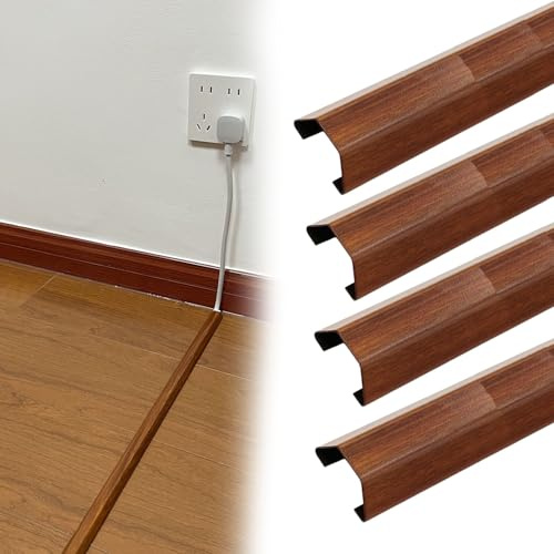 Cable Trunking Raceway Kit, Cable Raceway Cover Brown Wood Grain Self Adhesive Multiple Sizes 10 pcs(4 PCS,W 50 MM L 180 CM)