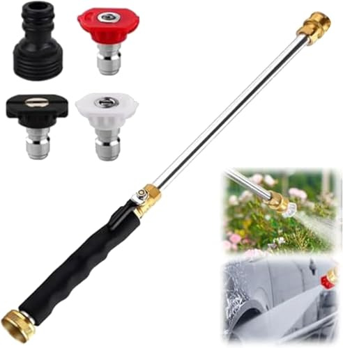 Pressure Washer, Jet idrojet con ugello ad alta pressione, Lancia Acqua ad Alta Pressione Lavaggio, Getto d Acqua per Pulizia, Pulitore, Bacchetta Idropulitrice, per auto, giardino (Nero)