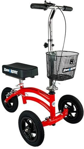KneeRover Jr – Petitie Knie-Rollator für Erwachsene und Kinder, verschiedene Gelände, orthopädischer Knie-Roller für Fuß-, Unterschenkel- oder Knöchelverletzungen, Ersatz für Krücken in Rot