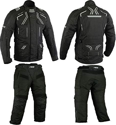 Herren Kombi Motorradbekleidung Biker Anzug Zweiteiler Motorradkombi Schwarz (L)