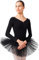tanzmuster Kinder Ballett Tutu Romy - Langarm Ballettbody mit Tuturock und Glitzersteinen in schwarz, Größe:116/122