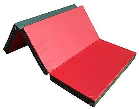 NiroSport Klappbare Turnmatte für zu Hause Weichbodenmatte für Gymnastik & Yoga/Kinder Sportmatte für Turnhallen - hautfreundliche & abwaschbare Fitnessmatte (Rot/Grün, 210 x 100 cm)