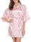 Vlazom Kimono Robe Damen Morgenmantel Kurzer Satin Bademantel Mit Gürtel V-Ausschnitt Kimono(M,Hellrosa)