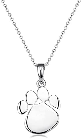 MATERIA Kettenanhänger Pfote Silber 925 mit Kette für Damen Kinder Tierpfote Halsschmuck Tier Tatze rhodiniert KA-200_K97-40 cm