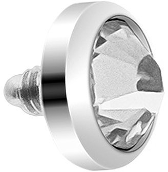 Piercingfaktor Dermal Anchor Piercing Skin Diver Anker Aufsatz Kugel Aufsatzkugel Ball Flach Stecker mit Strass Stein Kristall 4mm Silber Clear