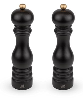 PEUGEOT - Duo Paris - Pfeffermühle + Salzmühle 22 cm - Klassische Einstellung - Aufgewertetes Holz mit PEFC-Siegel - Französische Herstellung - Farbe Schokolade