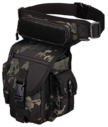 Huntvp® Taktisch Beintasche Militär Beinbeutel MOLLE Hüfttasche Sport Tactical Leg Bag Armee Beintaschen Wasserdicht Gürteltasche Werkzeugtasche Tasche für Bein Herren Damen Motorrad, Typ-1-Camouflage
