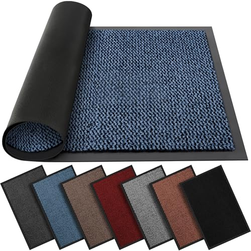 BLADO Washable Door Mats - Non-Slippery Heavy Duty Doormats - Stylish & Large Rubber Door Mat - Perfect Dust Grabbing Outdoor & Indoor (Blue, 90cm x 200cm)