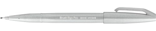 Pentel SES15C-N2X Brush Sign Pen hellgrau, Faserschreiber, pinselähnliche Spitze, 10 Stück
