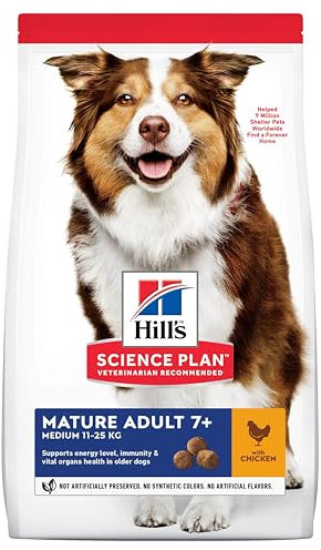 Hill S Medium Mature Adult 7+ Trockenfutter für reife Hunde mit Huhn, 2,5 kg