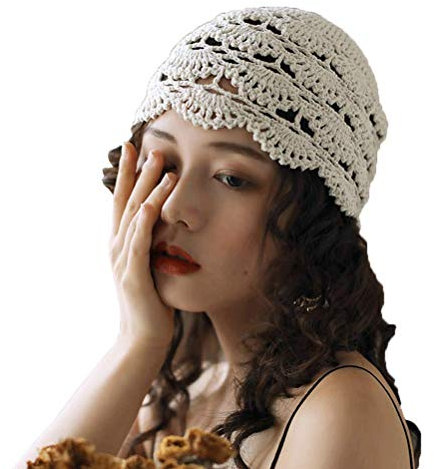 VALICLUD Frauen Aushöhlen Mütze Handgemachte Gehäkelte Spitze Hut Turban Kappe für Den Sommer