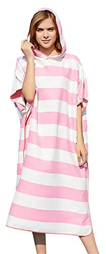 LumiSyne Poncho Plage à Capuche Serviette De Bain en Microfibre Peignoir De Bain à Rayures d'impression De Mode Séchage Rapide Serviette De Sport Changement De Peignoir Couverture De Plage