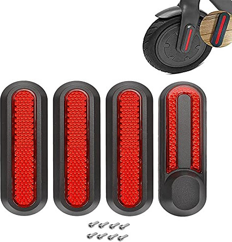 TMOM 4 Pièces Caches Plastique Roue avec Bande Réfléchissante pour Xiaomi M365/Pro/Pro2/Essential 1S Housse de Roue Latérale et Stickers de Pièces de Rechange pour Trottinette (Rouge)