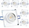 Einbaustrahler LED Einbauleuchte 6er Set Einbauspot Spot Deckenspot Deckeneinbauleuchte klar eckig flach Glas Spiegel inkl. 6x 6W Leuchtmittel GU10 Fassung Kaltweiß 6500K Abstrahlwinkel 36°
