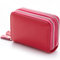 JUVEL Porte-Monnaie en Cuir véritable pour Femme - Porte-Cartes de Crédit en Cuir Double Zipper Change Pouch Wallet Card Holder Porte-Monnaie Mini Simple Coin Pocket (Rose)