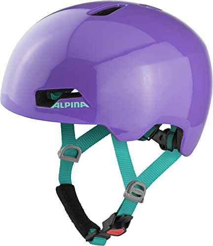 ALPINA Hackney - Leichter, Bruchfester & Optimal Klimatisierter Fahrradhelm für Kinder, Mit Nachrüstbarem LED für Gute Sichtbarkeit, Purple Gloss, S (47-51 cm)
