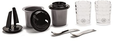 TooA Kit Accessori per Gelatiera TooA con 2 Porta Bicchieri Guzzini, 2 Cucchiaini Inox Guzzini, 2 Beaker, 2 Scraper, 2 Pale di Mantecazione per Macchina Gelato Espresso