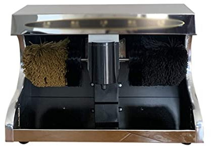 QHYXT Cireuse à Chaussures électrique, polisseuse à Induction Automatique en Acier Inoxydable pour Le dépoussiérage et Le Polissage (Argent)