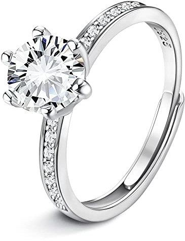 KALVICA 925 Sterling Silber Verlobungsring Damen Frauen Attract Ring Zirkonia Intarsien Silberringe damen 925 Rundschliff Eheringe Ewigkeitsring mit Zirkonia Schmuck Geschenk