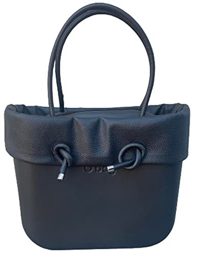 O bag Damen Minimalistische Schwarz O-Tasche mit Rand, Doppelgriff, 31x39x14cm