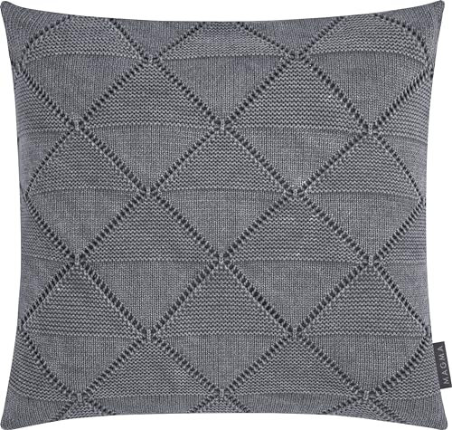 MAGMA Purl Kissenhülle mit Reißverschluss - Vintage Stricklook, 100% Baumwolle, 50x50 cm, Handwäsche, Öko-Tex Siegel, Anthrazit