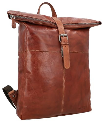 Gusti Rucksack Leder – Henning Lederrucksack Fahrradrucksack Kurierrucksack Rolltop wasserdicht Laptoprucksack 13 L Damen Herren (Honigbraun)