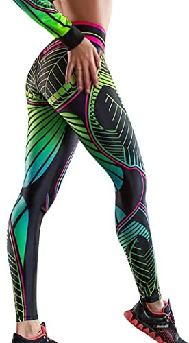 In One Clothing - Damen Leggings für Sport, Fitness, Outdoor und Loungewear, super elastisch und mit hohem Bund für knitterfreien, komfortablen Sitz - mit Fantasie Motiv Pandora World - Grösse XL