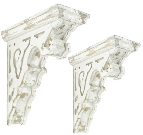 BIG FORTUNE 2 Stück Regalhalterung Weiß Regalwinkel Regalhalter Schwebende Regalhalterungen Vintage Regal Bauernhaus Dekor Wandhalterung Schweberegal…