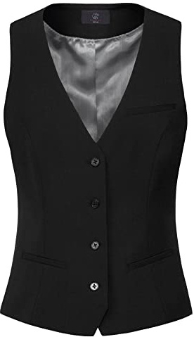 GREIFF Damen-Weste RF Premium Regular Fit, 4-Knopf, 2 Leistentaschen, 1 Brustleistentasche, 1 Innentasche, Stoffrücken, Farbe: Schwarz, Größe: 52