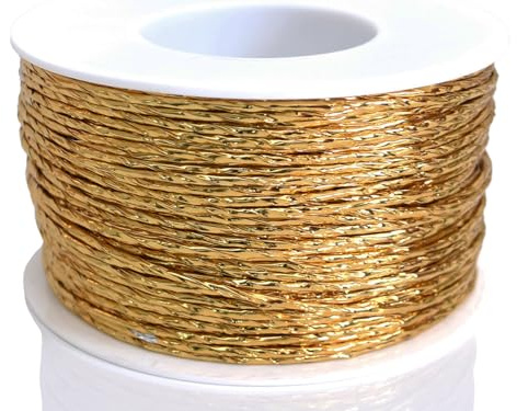 Papierdraht 100m // 2mm // Draht mit Papier umwickelt // Dekodraht Basteldraht Bindedraht zum Basteln und Dekorieren (Metallic Gold)
