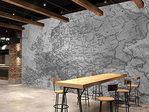 Fototapete 3D Tapete Industrielle Zement Grau Weltkarte Fototapete 3D Effekt Wandtapete Vliestapete Wandbilder XXL Wanddeko Tapeten