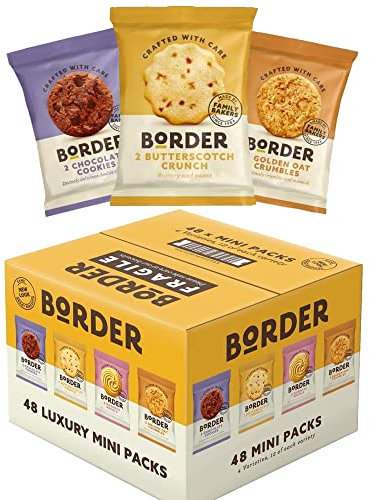 D DIRECT MART THE QUALITY SERVICE YOU EXPECT Border Biscuits Mini Pack, Assorted Butterscotch+Viennese Whirls+Golden Oat Crumble+Chocolate Biscuits, Individually Wrapped Cookies, 48 Multipack