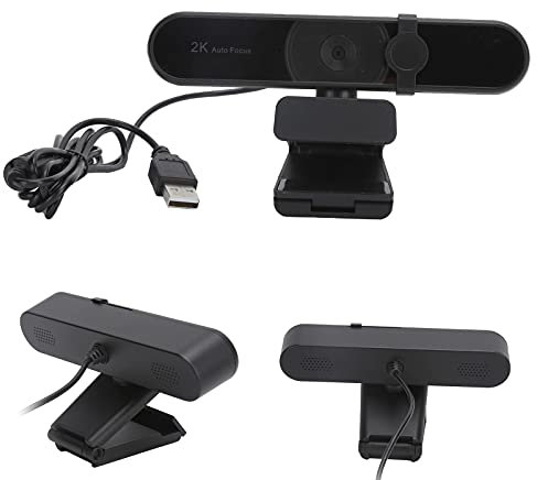 2K-Ultra-HD-Webcam mit Schutzfolienblocker und Zwei Digitalen Mikrofonen, USB-Computer-Webkamera für PC, Laptop und Desktop, Autofokus-Webcam für Videokonferenzen, Aufzeichnung und Live-Streaming