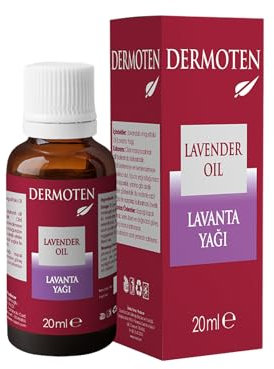 DERMOTEN Reines Lavendelöl, 100% Natürliches Atherisches Öl in Therapeutischer Qualität für Aromatherapie, Hautpflege und Entspannung, Bio, Stressabbau, Schlaf & Massage, 20 ml