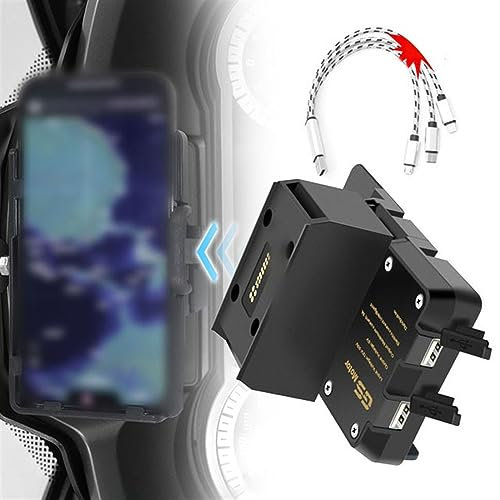 WYOERN Support De Navigation pour BMW R1200RT R1250RT R 1200 1250 RT 2014-2019 2020 Moto USB Téléphone Portable GPS Prise en Charge De La Charge sans Fil Navigation (Color : USB Charging)