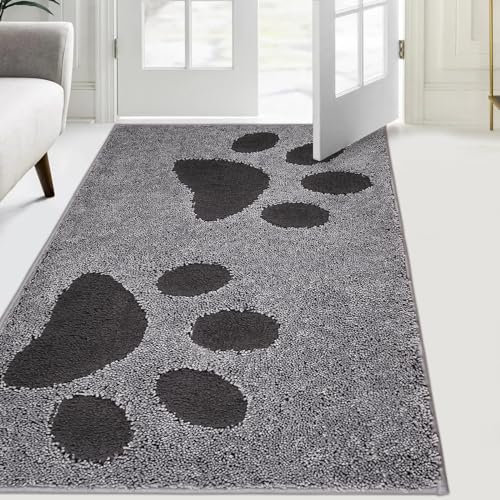 FCSDETAIL Schmutzfangmatte waschbar 84 x 150 cm, Fußmatte Innen, absorbierend Fussmatte, rutschfeste Sauberlaufmatte, wasserdicht Teppich für Hund, Eingang, nasse Pfoten